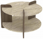 Kavos staliukas Kalune Design Oalla, rie&scaron;uto sp./travertine sp., 70 cm x 70 cm x 45 cm