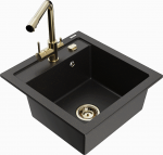Plautuvė su virtuviniu mai&scaron;ytuvu Mexen Vito Duero, derva/granitas, 52 cm x 49 cm x 21 cm, aukso/juoda