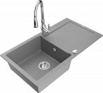 Plautuvė su virtuviniu mai&scaron;ytuvu Mexen Leo, derva/granitas, 90 cm x 50 cm x 19 cm, pilka sp.