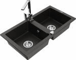 Plautuvė su virtuviniu mai&scaron;ytuvu Mexen Mario, granitas, 82 cm x 43.6 cm x 16.1 cm, metallic black/gold+chrome