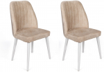 Kėdžių rinkinys Kalune Design Alfa 494 V2 974NMB1646, matinė, balta sp./smėlio sp., 49 cm x 50 cm x 90 cm, 2 vnt.