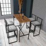 Valgomojo komplektas Kalune Design Nordic, juoda sp./rie&scaron;uto sp./&scaron;viesiai pilka sp.