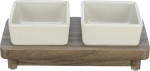 Stovas su dubenėliais &scaron;uniui Trixie CityStyle, 0.4 l, 15 cm x 30 cm x 4 cm, ruda sp./pilka sp.