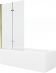 Vonia su sienele, laisvai pastatoma Mexen Cubik, 160 cm x 70 cm x 40 cm, stačiakampis, skaidri sp./aukso sp.