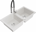 Plautuvė su virtuviniu mai&scaron;ytuvu Mexen Mario, derva/granitas, 82 cm x 43.6 cm x 16.1 cm, balta