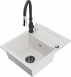 Plautuvė su virtuviniu mai&scaron;ytuvu Mexen Enzo, derva/granitas, 57.6 cm x 46.5 cm x 17.4 cm, balta sp.