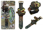 Interaktyvus žaislas, rankinis laikrodis dinozauras Lean Toys Theme, 22 cm, ruda/žalia