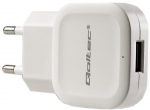 Telefono įkroviklis Qoltec, USB/AC, balta sp., 12 W