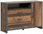 Komoda Weston S483-KOM1D3S/130-SOSTC/MTA, ruda sp., 91 cm x 40 cm x 131 cm