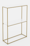 Konsolinis staliukas ADRK Velo, skaidri sp./aukso sp./balta sp., 20 cm x 60 cm x 80 cm