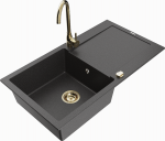 Plautuvė su virtuviniu mai&scaron;ytuvu Mexen Leo, derva/granitas, 90 cm x 50 cm x 19 cm, balta sp./juoda sp.