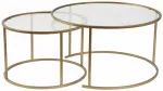Kavos staliukas Nordure Aurum, skaidri sp./aukso sp., 60 - 80 cm x 80 cm x 39 - 43 cm, 2 vnt.