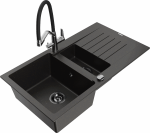 Plautuvė su virtuviniu mai&scaron;ytuvu Mexen Matias Duo, granitas, 90 cm x 50.5 cm x 20 cm, metallic black / gold