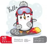 Dėlionė Wizardi Penguin On Snowbaord, 36 cm x 30 cm, 98 vnt.