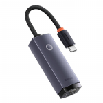 Adapteris Baseus WKQX000313 RJ-45 Female, USB C male, 0.2 m, pilka sp.