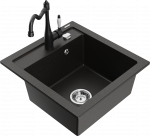 Plautuvė su virtuviniu mai&scaron;ytuvu Mexen Vito, granitas, 49 cm x 52 cm x 21 cm, metallic black / gold sp.