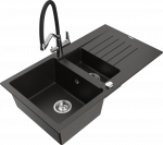 Plautuvė su virtuviniu mai&scaron;ytuvu Mexen Matias Duo, granitas, 90 cm x 50.5 cm x 20 cm, metallic black / gold