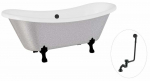 Vonia, laisvai pastatoma Besco Amelia Glam, 190 cm x 77 cm x 69 cm, ovalas, sidabro sp./juoda sp.