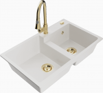 Plautuvė su virtuviniu mai&scaron;ytuvu Mexen Tomas, granitas, 80 cm x 50 cm x 19 cm, aukso sp./balta sp.