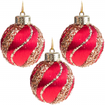 Eglutės žaisliukų rinkinys, aukso/raudonas, 8 cm, nbr putplastis, 3 vnt.