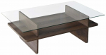 Kavos staliukas Kalune Design Saga, rie&scaron;uto sp./skaidri sp., 65 cm x 105 cm x 35 cm