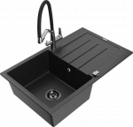 Plautuvė su virtuviniu mai&scaron;ytuvu Mexen Bruno Duo, granitas, 79.5 cm x 49.5 cm x 20 cm, metallic black/silver