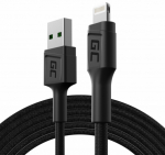 Laidas Green Cell Fast Charging KABGC18 USB male, Lightning, 2 m, juoda sp.