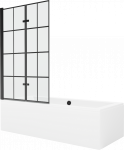 Vonia su sienele, įmontuojama Mexen Cube, 180 cm x 80 cm x 39 cm, stačiakampis, balta sp./juoda sp.