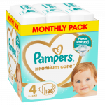 Sauskelnės Pampers Premium Care, 4 dydis, 9 - 14 kg, 188 vnt.