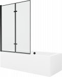 Vonia su sienele, laisvai pastatoma Mexen Cube, 180 cm x 80 cm x 39 cm, stačiakampis, skaidri/balta