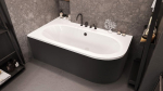 Vonia, laisvai pastatoma Besco Avita, 180 cm x 80 cm x 55.5 cm, balta sp./juoda sp.