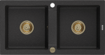 Virtuvinė plautuvė Mexen Mario, granitas, 82 cm x 43 cm x 16.1 cm, aukso/sidabro/juoda
