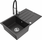 Plautuvė su virtuviniu mai&scaron;ytuvu Mexen Bruno Aster, granitas, 79.5 cm x 49.5 cm x 20 cm, sidabro/juoda/chromo