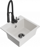 Plautuvė su virtuviniu mai&scaron;ytuvu Mexen Milo Aster, granitas, 43.5 cm x 41 cm x 17.1 cm, balta/juoda