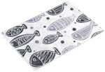 Vonios grindų kilimėlis Foutastic Fish, baltas/pilkas, 60 cm x 40 cm