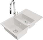 Plautuvė su virtuviniu mai&scaron;ytuvu Mexen Gaspar, derva/granitas, 73.7 cm x 47.5 cm x 17.7 cm, balta sp.