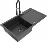 Plautuvė su virtuviniu mai&scaron;ytuvu Mexen Leo, derva/granitas, 90 cm x 50 cm x 19 cm, balta sp./juoda sp.