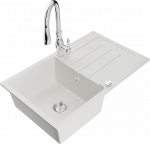 Plautuvė su virtuviniu mai&scaron;ytuvu Mexen Bruno, derva/granitas, 79.5 cm x 49.5 cm x 20 cm, balta sp.