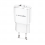 Telefono įkroviklis Forever TC-01-20AC, USB/USB Type-C, balta sp.