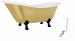 Vonia, laisvai pastatoma Besco Otylia Glam, 160 cm x 77 cm x 69.5 cm, ovalas, aukso sp./balta sp.