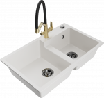 Plautuvė su virtuviniu mai&scaron;ytuvu Mexen Tomas, granitas, 80 cm x 50 cm x 19 cm, aukso sp./balta sp./sidabro sp.