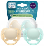 Čiulptukų rinkinys Philips Avent Ultra Soft Neutral, 0 mėn., geltona sp./žalia sp.