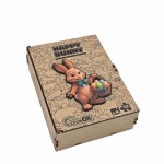 Medinė dėlionė PuzzleOK Bunny With Eggs, 19 cm x 14 cm, 53 vnt., įvairių spalvų
