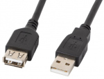 Laidas Lanberg USB-A - USB-A CA-USBE-12CC USB 2.0 A male, USB 2.0 A female, 3 m, juoda sp.