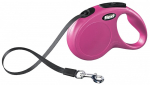 Automatinis pavadėlis Flexi New Classic Tape, rožinis, S 5m