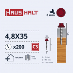 Savisriegis Haushalt DIN 7504K, 4.8 mm x 35 mm, 200 vnt.