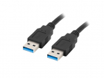 Kabelis Lanberg CA-USBA-30CU-0018-BK, USB A/USB-A, 180 cm, juoda sp.