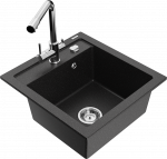 Plautuvė su virtuviniu mai&scaron;ytuvu Mexen Vito, derva/granitas, 49 cm x 52 cm x 21 cm, juoda sp.