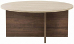 Kavos staliukas Nordure Soleil, rie&scaron;uto sp./travertine sp., 90 cm x 90 cm x 40 cm