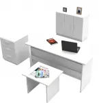 Biuro baldų komplektas Kalune Design VO12 956LCS2115, balta sp., 73.8 cm x 140 cm x 60 cm